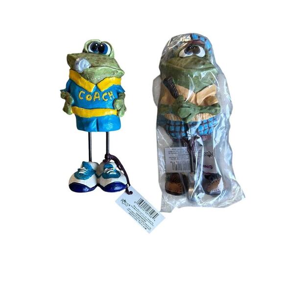 4 Russ Berrie Teenie Countrykins 2 Golfkins 2 Coachkin Frog Collectibles New - Picture 1 of 8